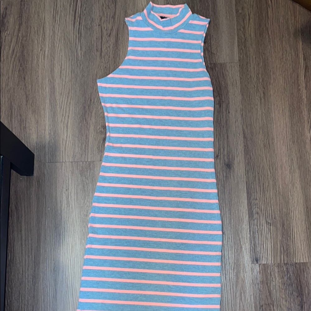 Absolute Angel Blue and White Striped Midi Sheath Dress